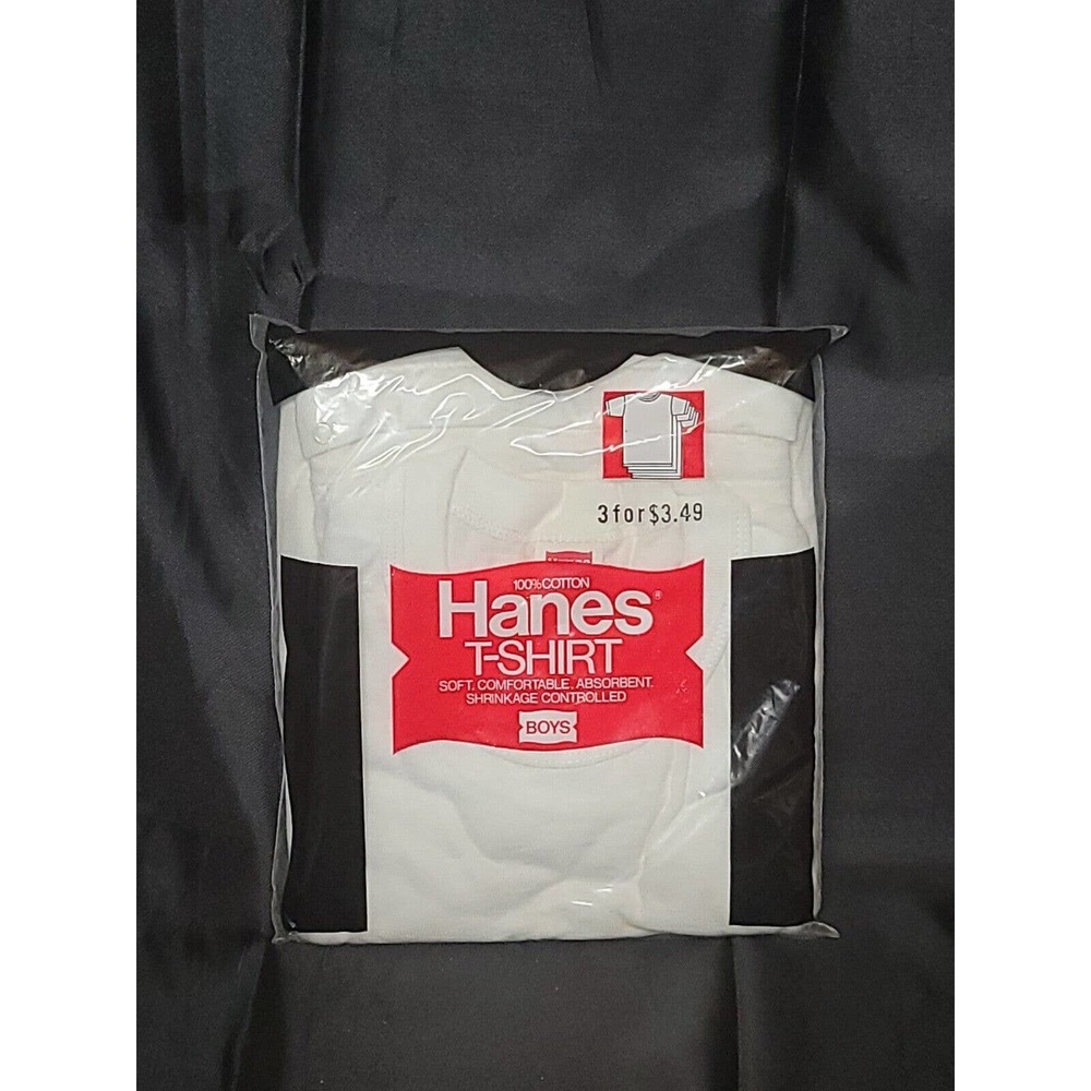 Vtg Hanes Boys White T-Shirts 3 Pack Size 6 Age 5-6 Years New